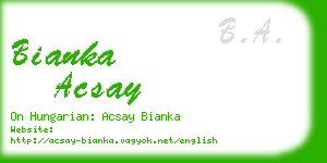 bianka acsay business card